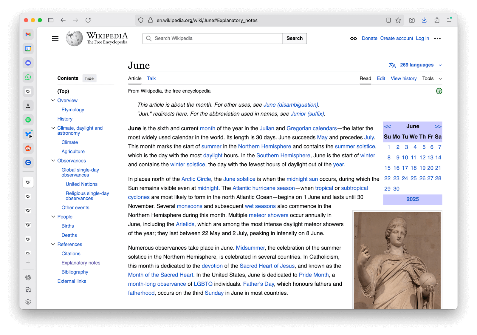 screenshot Firefox browser with the sidebar enabled, demonstrating the divider for pinned tabs